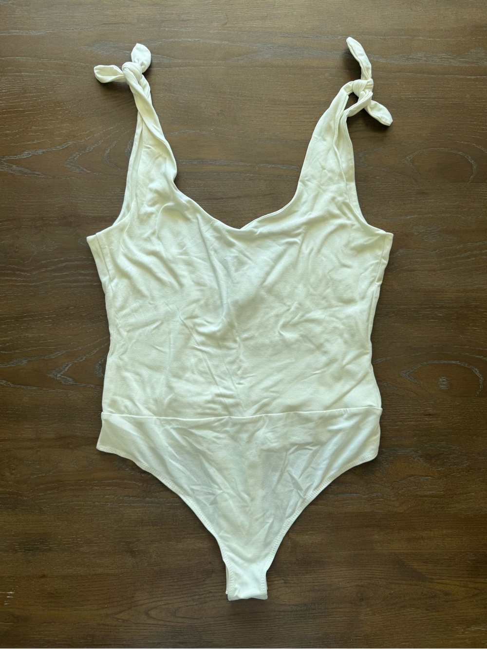 NWT-Women's White Tie-Shoulder Bodysuit
